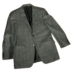 Men's Canali charcoal check wool suit jacket sport coat